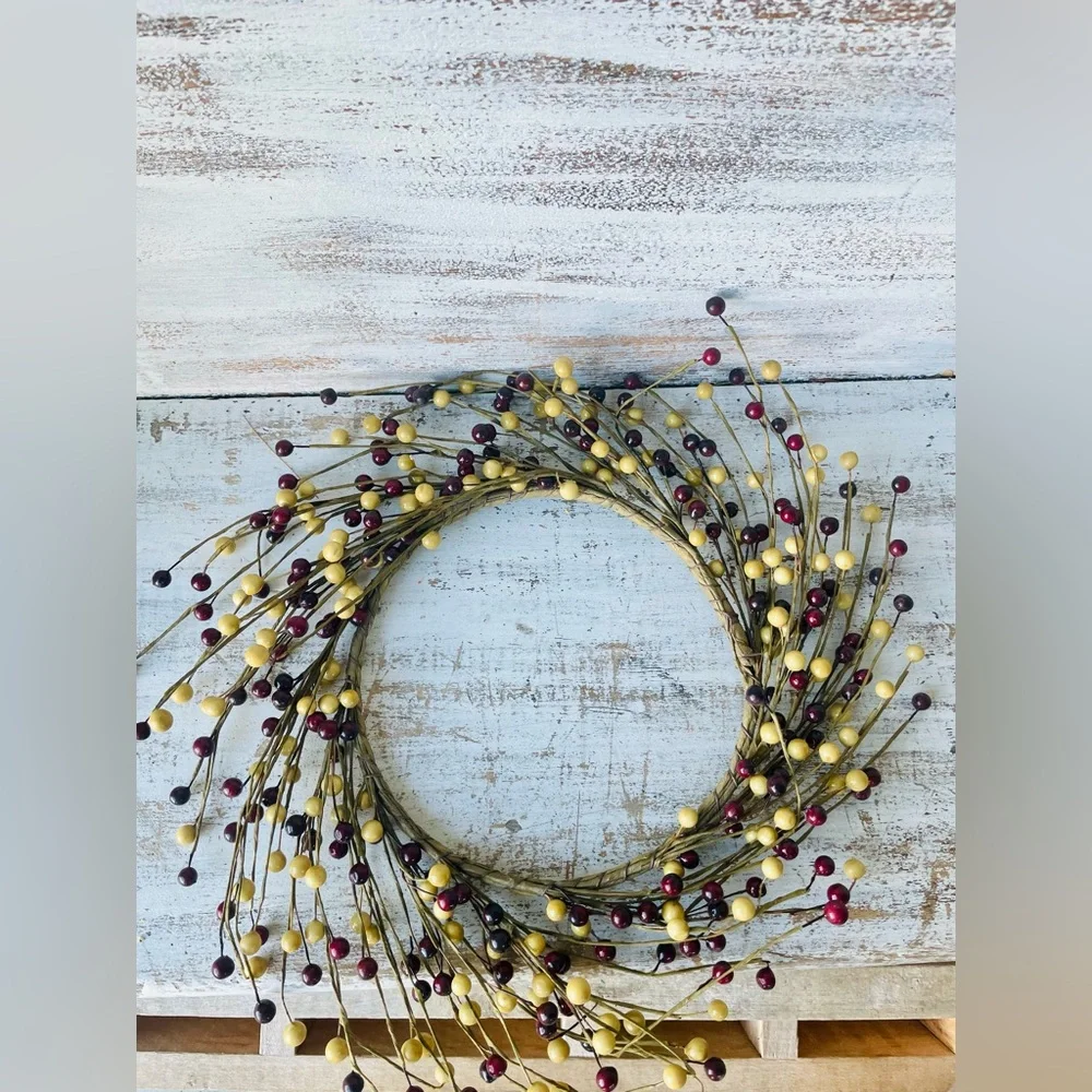 *Waterproof Burgundy & Gold Berry Wreath